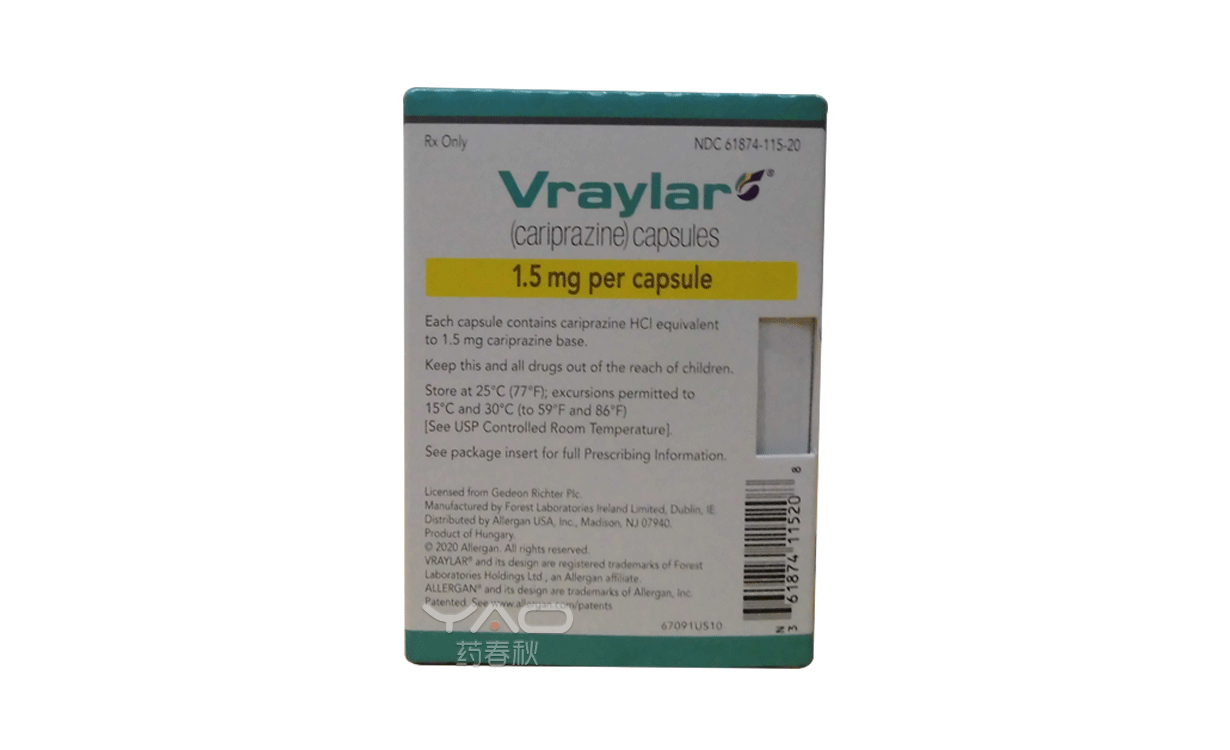 VRAYLAR（NDC 61874-115-20）